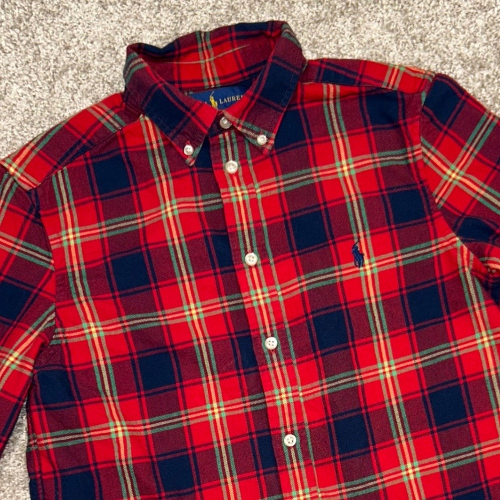 Polo Ralph Lauren YOUTH Plaid Shirt Button Down Size Large (14-16) Pony‎ Preppy